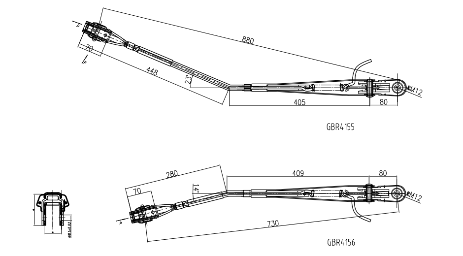GBR4155（左）、GBR4156（右）R14-單扁桿刮臂